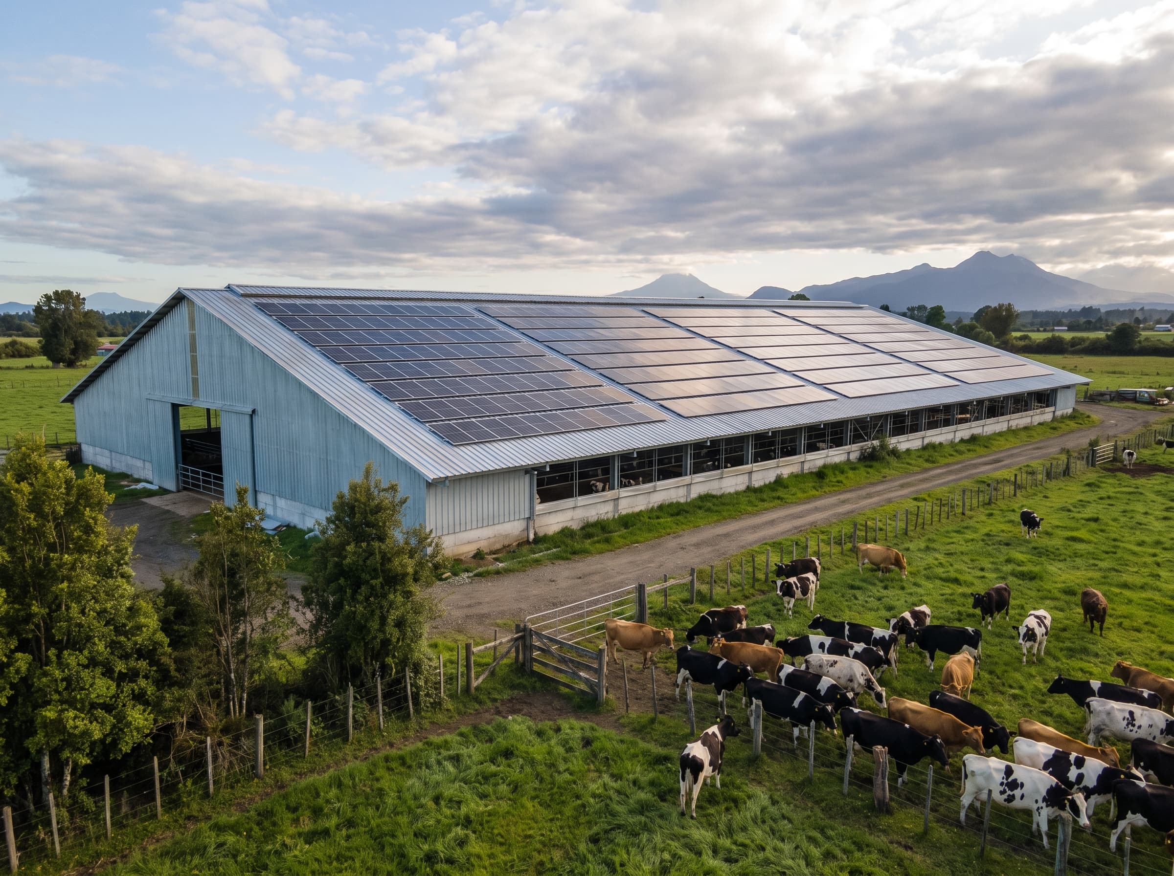 Lechería automatizada con energía solar y BESS en Osorno