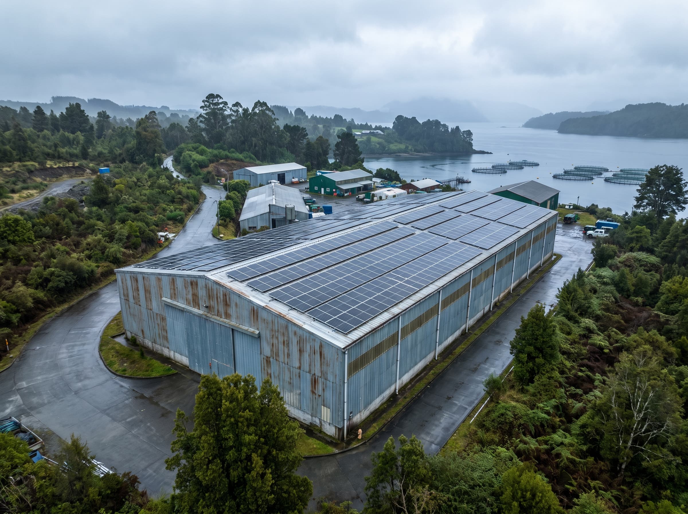Piscicultura RAS con microred híbrida BESS en Puerto Varas